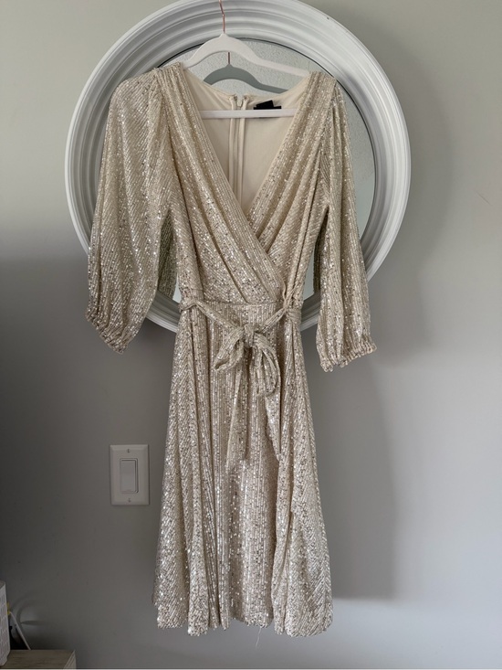 Dkny Dresses & Skirts - DKNY Sequin Wrap Midi Dress - Champagne Gold
